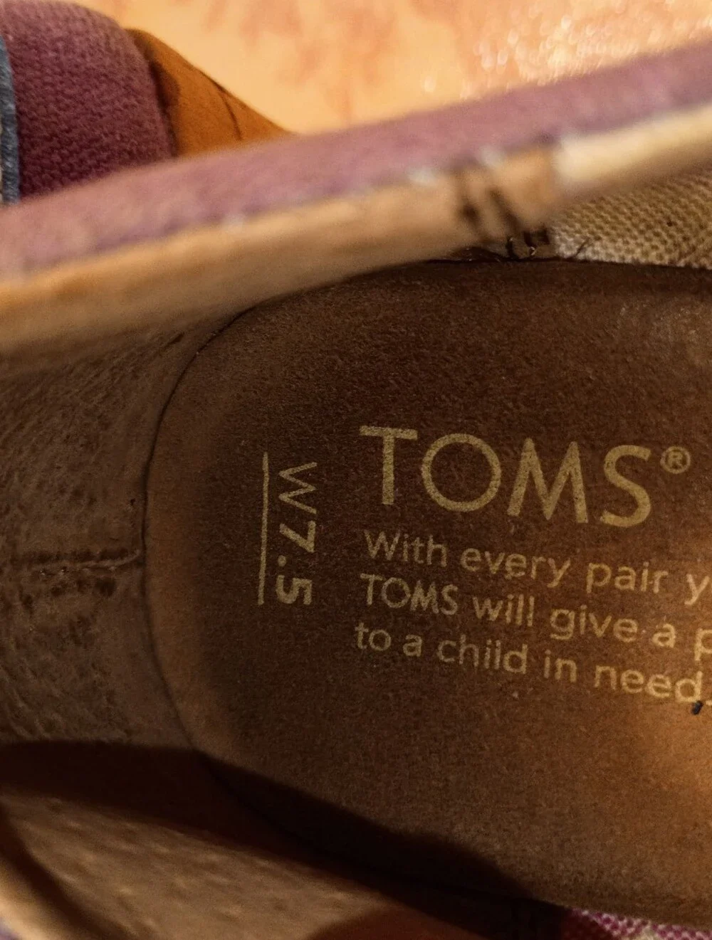 TOMS Lavender Canvas Cork Wedge Peep Toe Heels